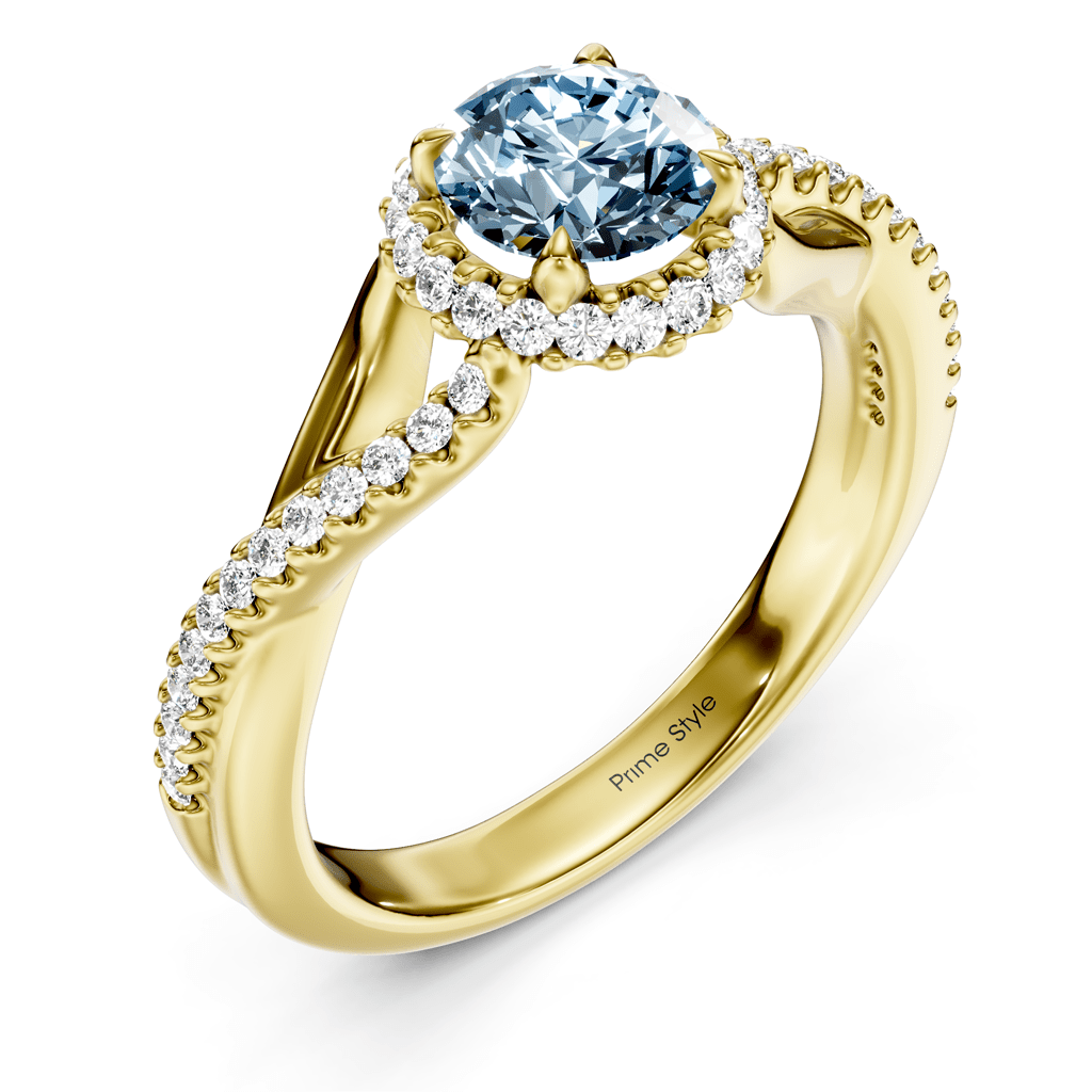 1.25 - 4.25 CT Round Cut Fancy Blue Diamonds - Engagement Ring - Primestyle.com