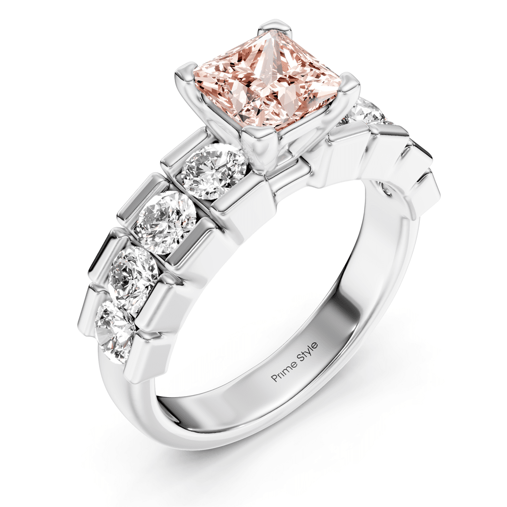 2.05-5.05 CT Princess & Round Cut Fancy Pink Diamonds - Engagement Ring