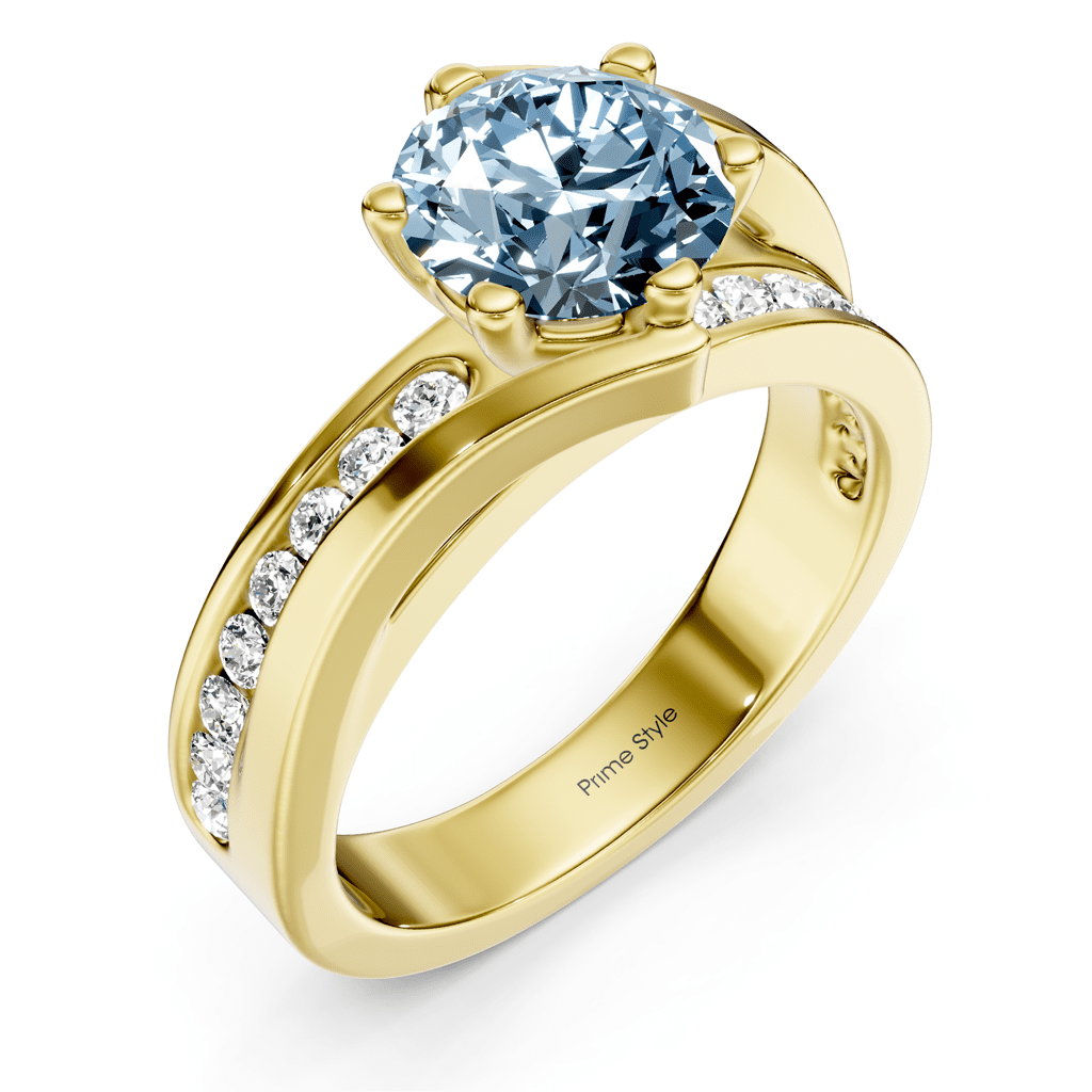 1.35-4.35 CT Round Cut Fancy Blue Diamonds - Engagement Ring
