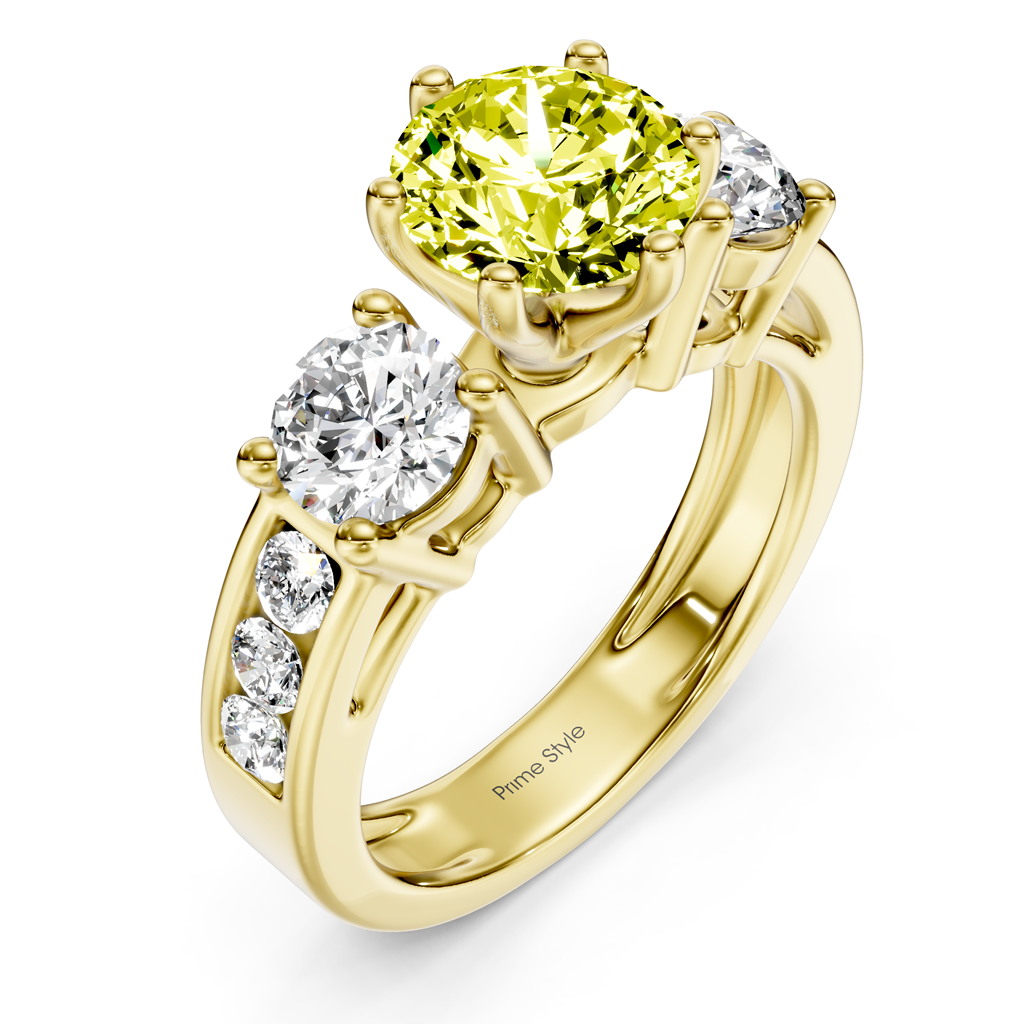 1.80-4.80 CT Princess & Round Cut Fancy Yellow Diamonds - Engagement Ring