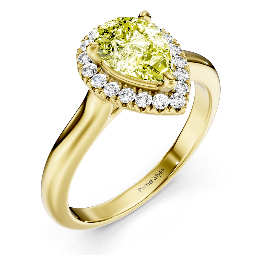 1.20-4.20 CT Pear & Round Cut Fancy Yellow Diamonds - Engagement Ring