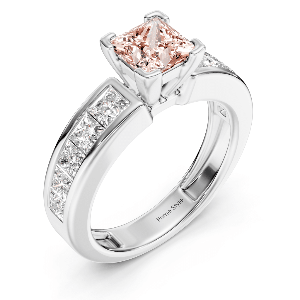 2.20 - 5.20 CT Princess Cut Fancy Pink Diamonds - Engagement Ring - Primestyle.com