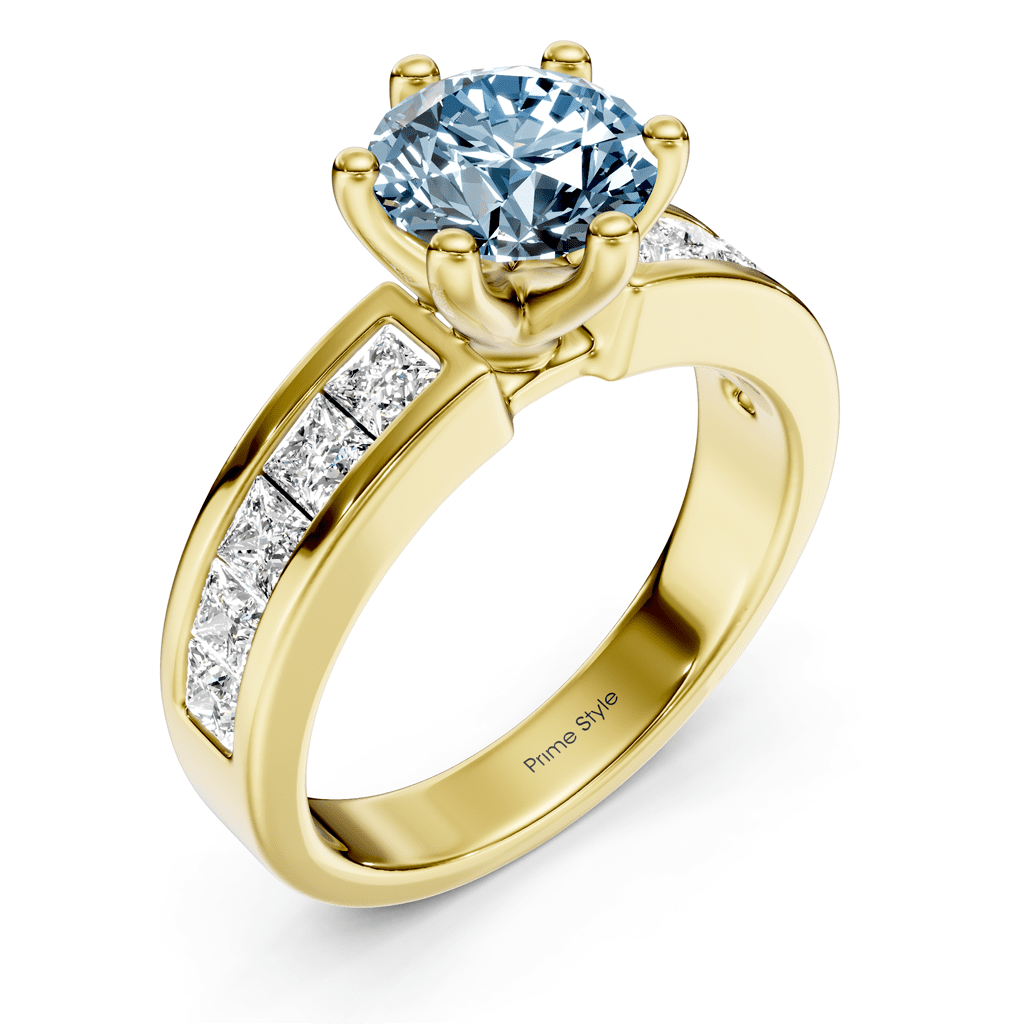 1.90-4.90 CT Princess & Round Cut Fancy Blue Diamonds - Engagement Ring