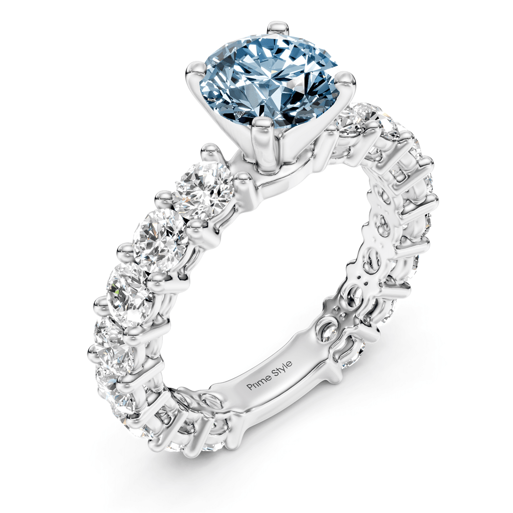 3.25 - 6.25 CT Round Cut Fancy Blue Diamonds - Engagement Ring - Primestyle.com