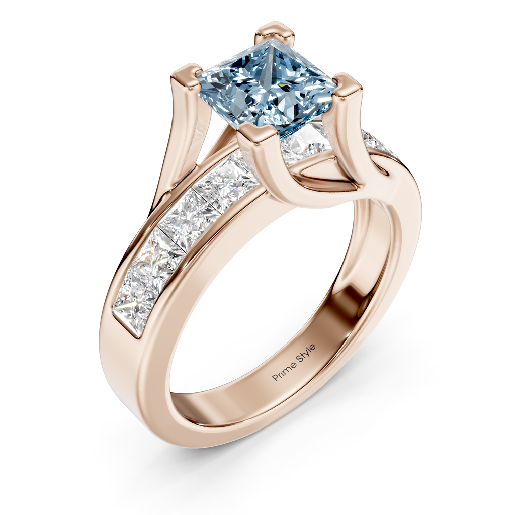 2.20-5.20 CT Princess Cut Fancy Blue Diamonds - Engagement Ring