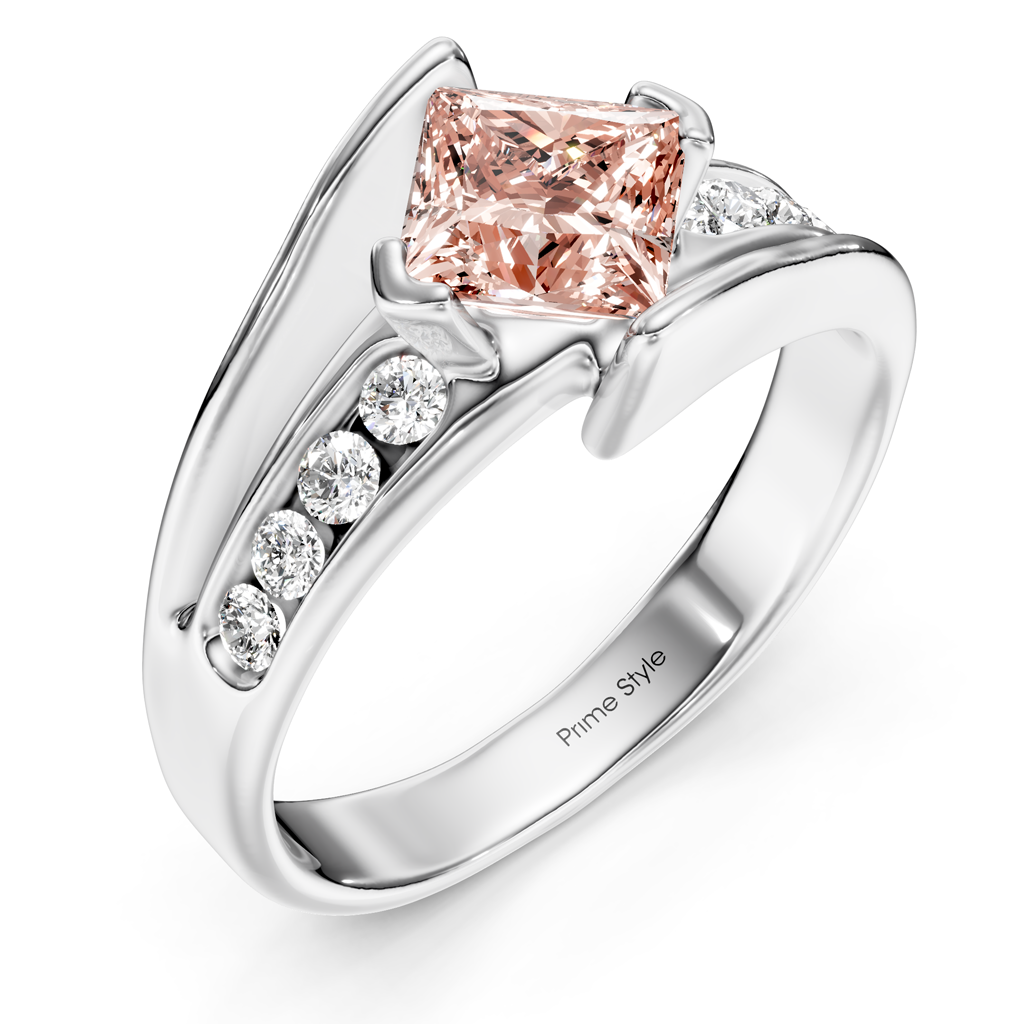 1.25-4.25 CT Princess & Round Cut Fancy Pink Diamonds - Engagement Ring