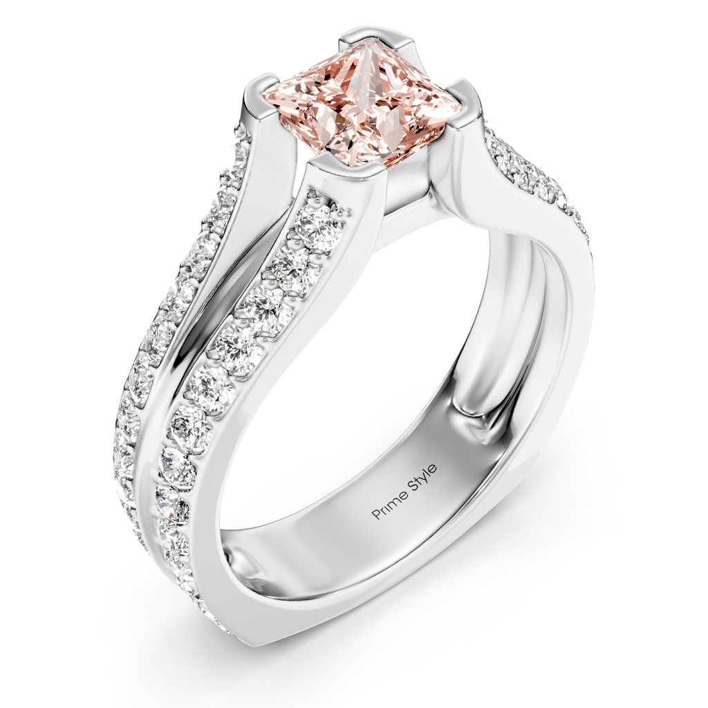 2.00-5.00 CT Princess & Round Cut Fancy Pink Diamonds - Engagement Ring