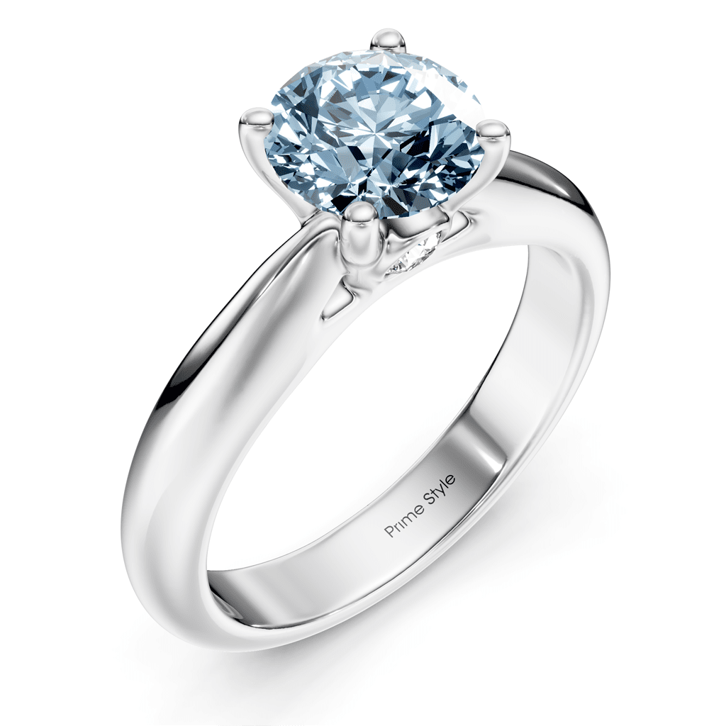 1.10 - 4.10 CT Round Cut Fancy Blue Diamonds - Engagement Ring - Primestyle.com