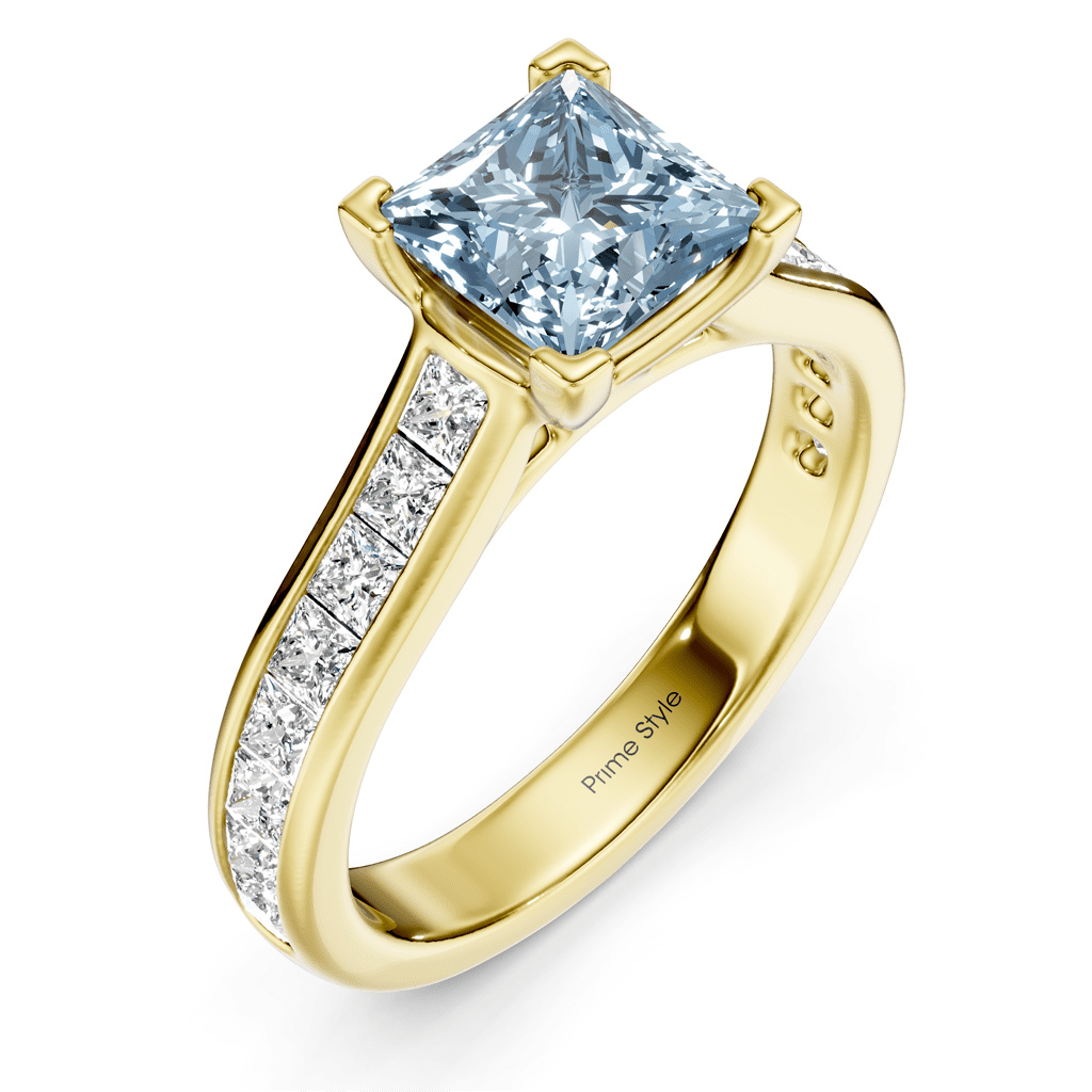 1.80 - 4.80 CT Princess Cut Fancy Blue Diamonds - Engagement Ring - Primestyle.com