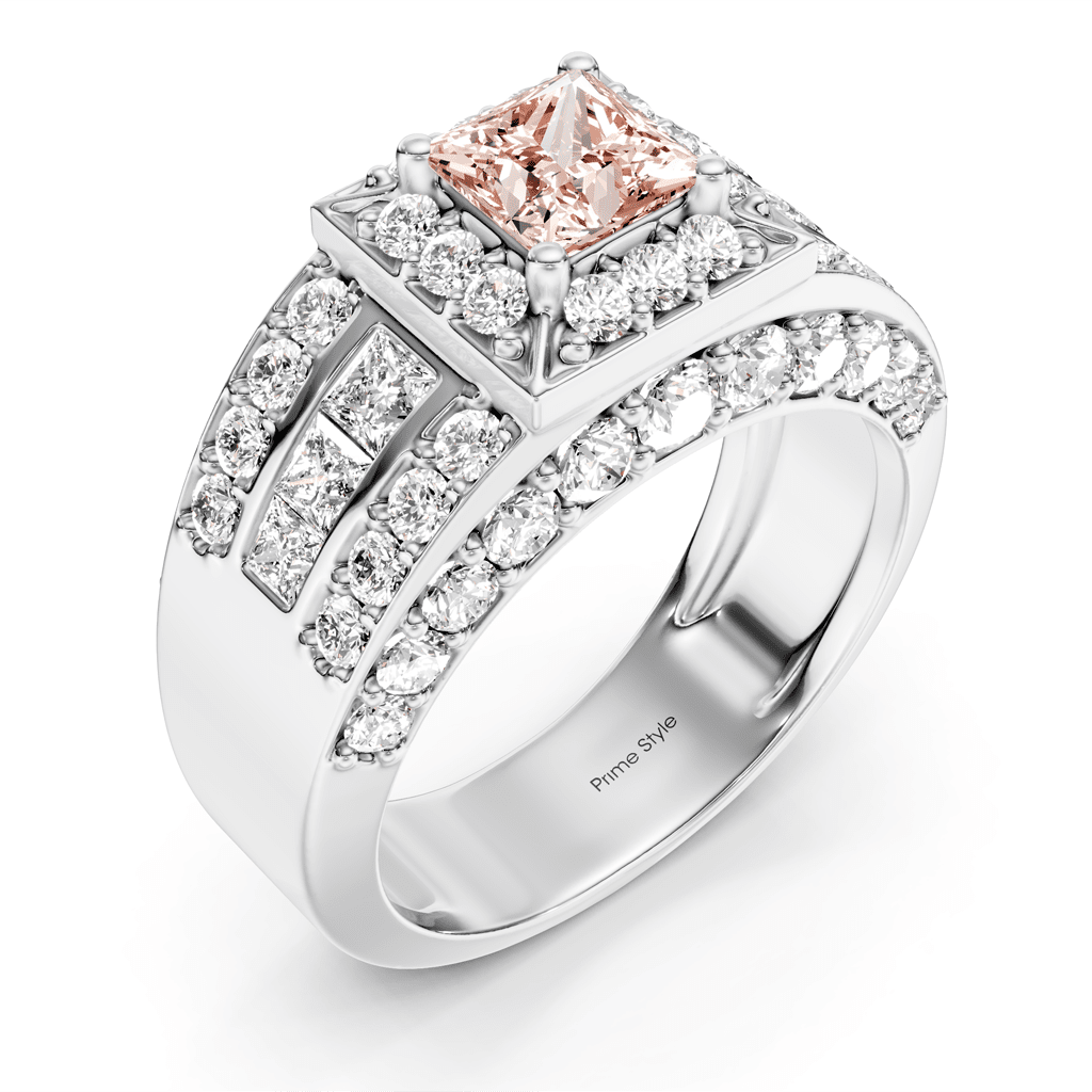 3.45 - 6.45 CT Princess & Round Cut Fancy Pink Diamonds - Engagement Ring - Primestyle.com