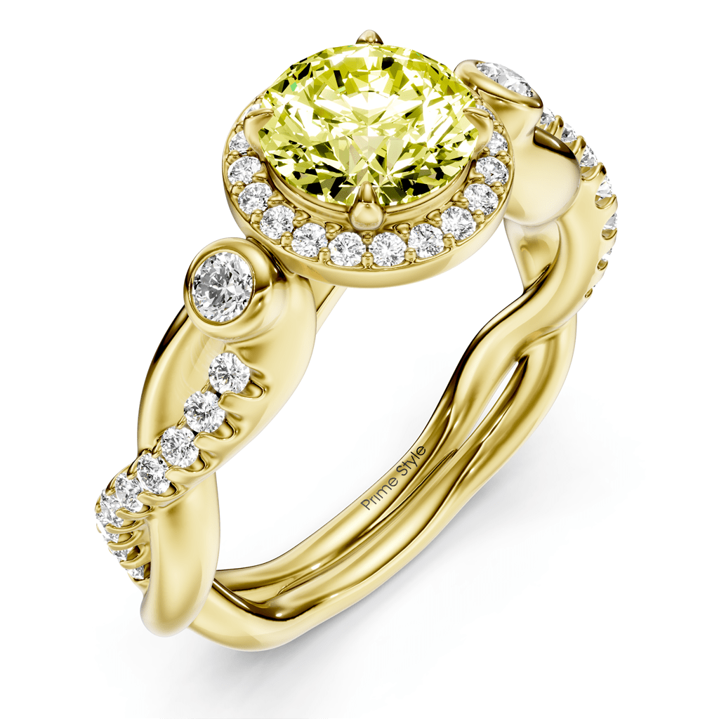 1.70 - 4.70 CT Princess & Round Cut Fancy Yellow Diamonds - Engagement Ring - Primestyle.com