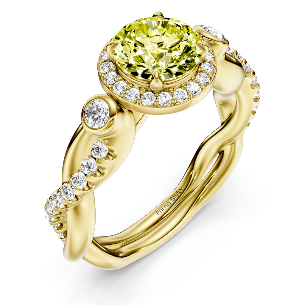 1.47-4.47 CT Round Cut Fancy Yellow Diamonds - Engagement Ring