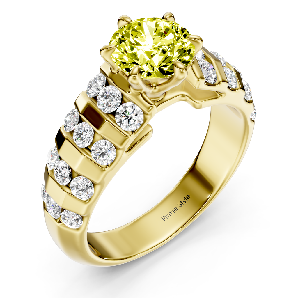 1.75-4.75 CT Round Cut Fancy Yellow Diamonds - Engagement Ring
