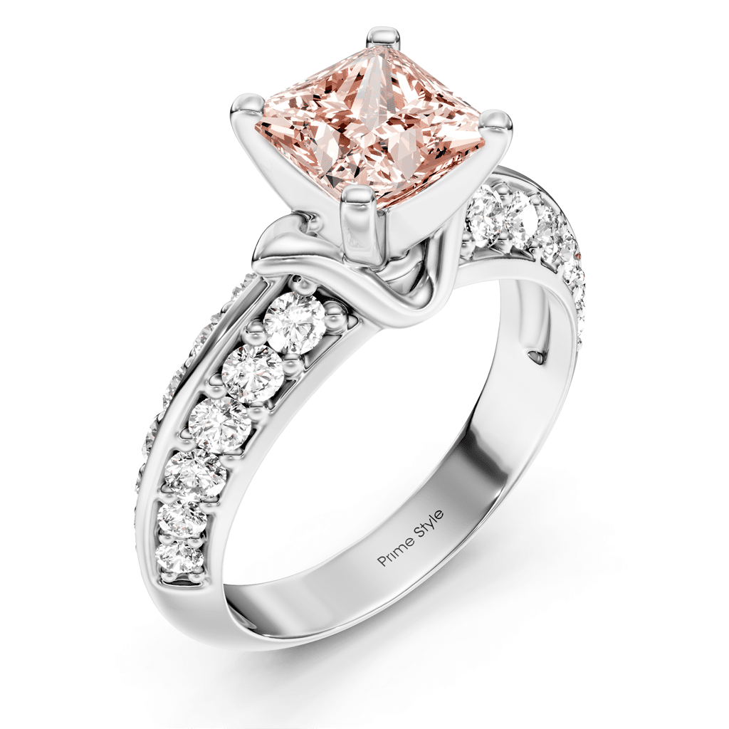 1.65 - 4.65 CT Princess & Round Cut Fancy Pink Diamonds - Engagement Ring - Primestyle.com