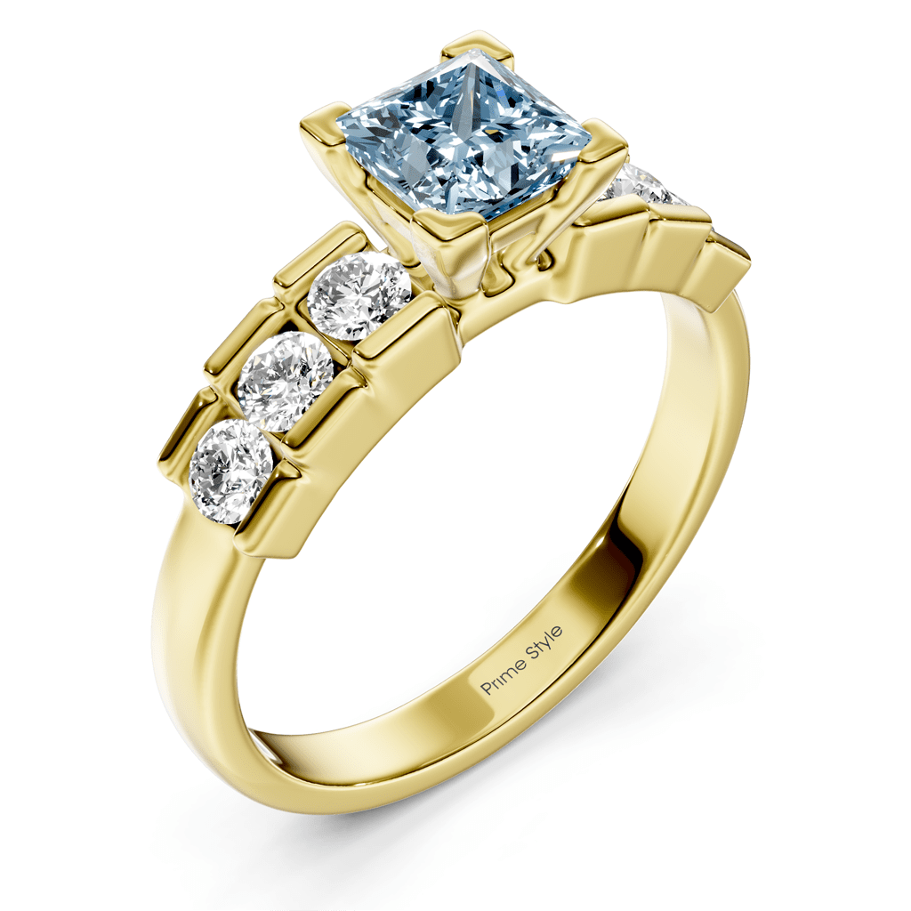 1.60 - 4.60 CT Princess & Round Cut Fancy Blue Diamonds - Engagement Ring - Primestyle.com