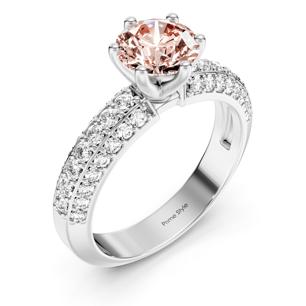 1.60 - 4.60 CT Round Cut Fancy Pink Diamonds - Engagement Ring - Primestyle.com