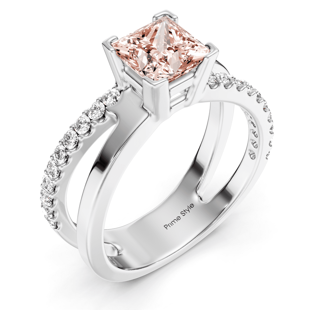 1.25-4.25 CT Princess & Round Cut Fancy Pink Diamonds - Engagement Ring