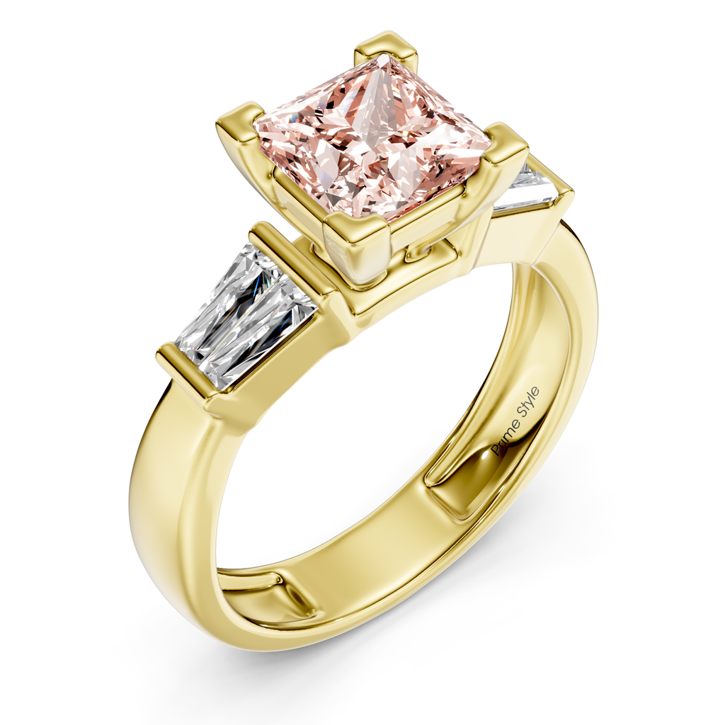 1.40-4.40 CT Princess & Taper Cut Fancy Pink Diamonds - Engagement Ring