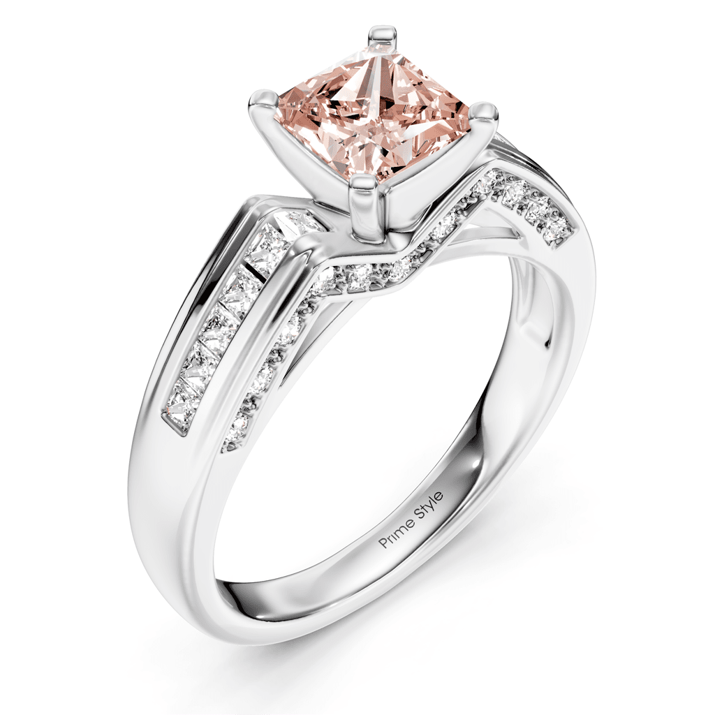 1.45-4.45 CT Princess & Round Cut Fancy Pink Diamonds - Engagement Ring