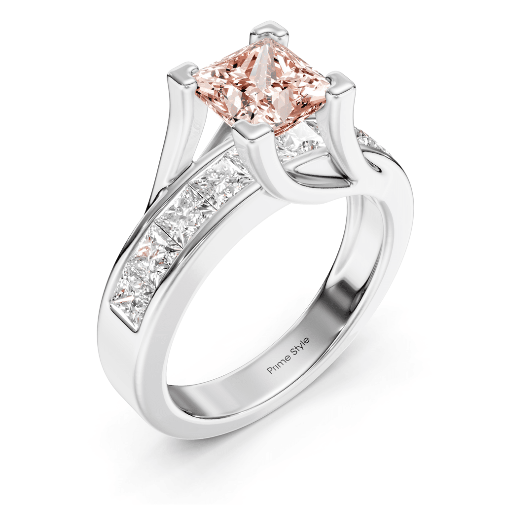 2.20 - 5.20 CT Princess Cut Fancy Pink Diamonds - Engagement Ring - Primestyle.com