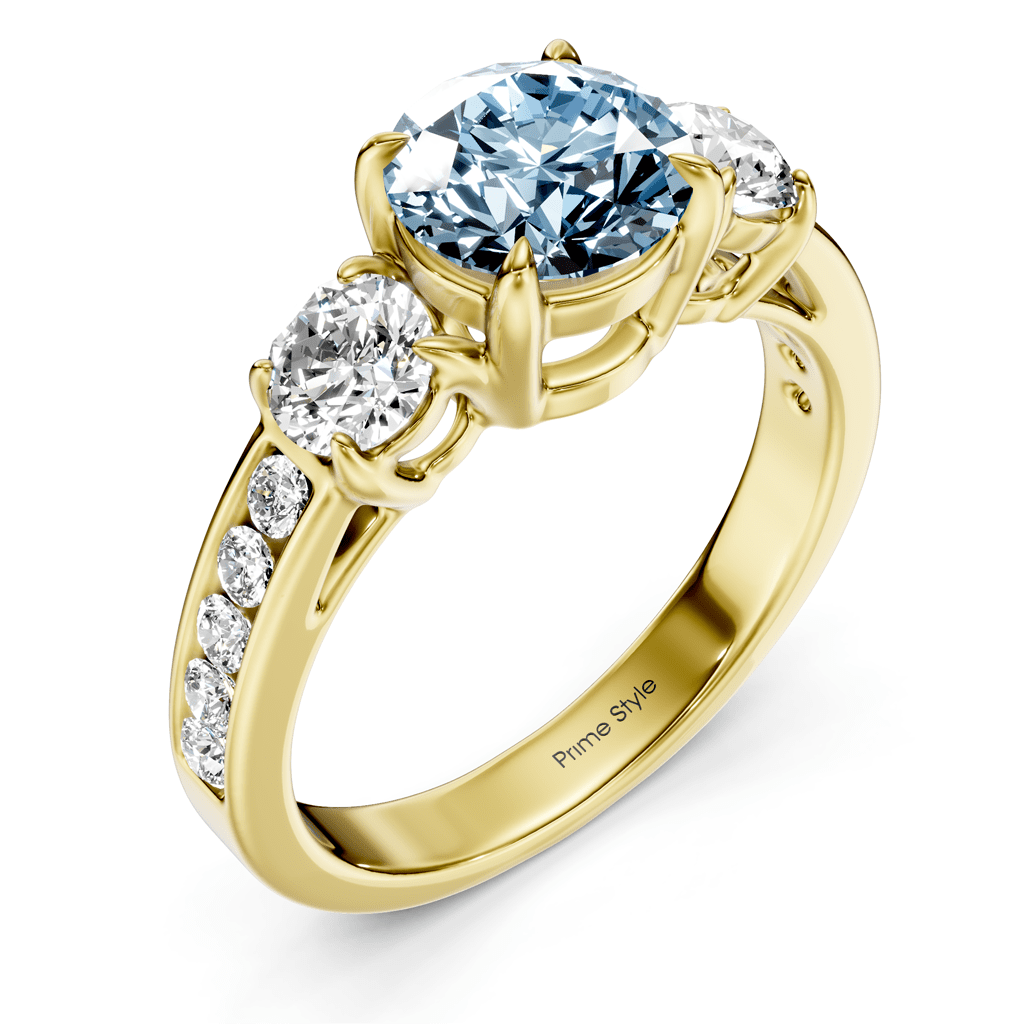 1.75 - 4.75 CT Round Cut Fancy Blue Diamonds - Engagement Ring - Primestyle.com