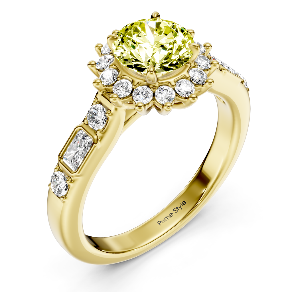 1.57-4.57 CT Radiant & Round Cut Fancy Yellow Diamonds - Engagement Ring