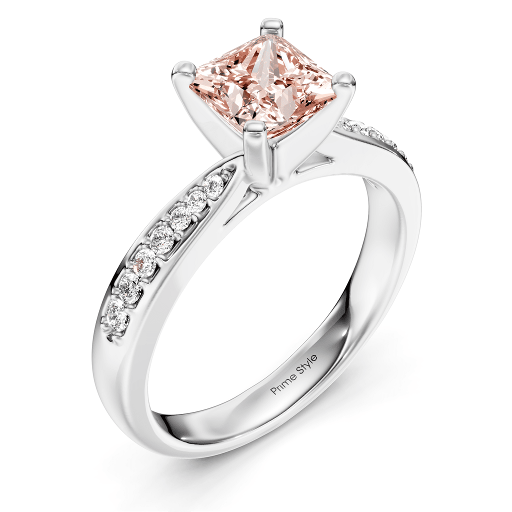 1.15-4.15 CT Princess & Round Cut Fancy Pink Diamonds - Engagement Ring