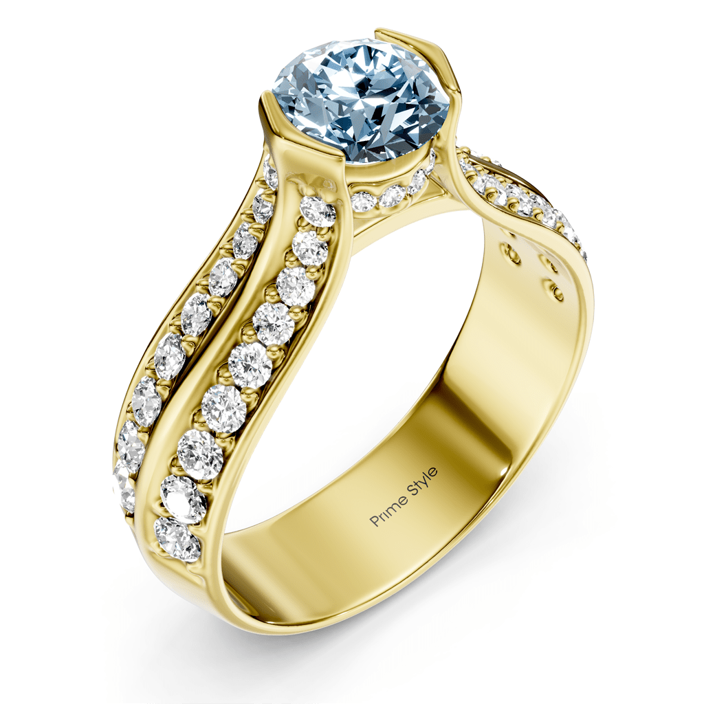 1.65-4.65 CT Round Cut Fancy Blue Diamonds - Engagement Ring