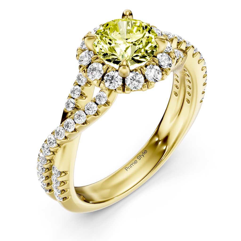 1.45-4.45 CT Round Cut Fancy Yellow Diamonds - Engagement Ring