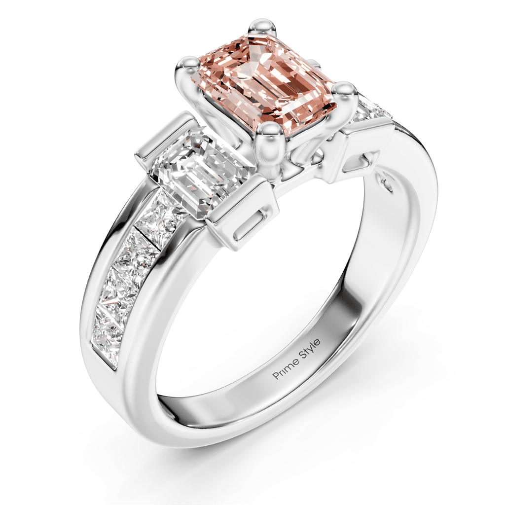 2.30-5.30 CT Emerald & Princess Cut Fancy Pink Diamonds - Engagement Ring