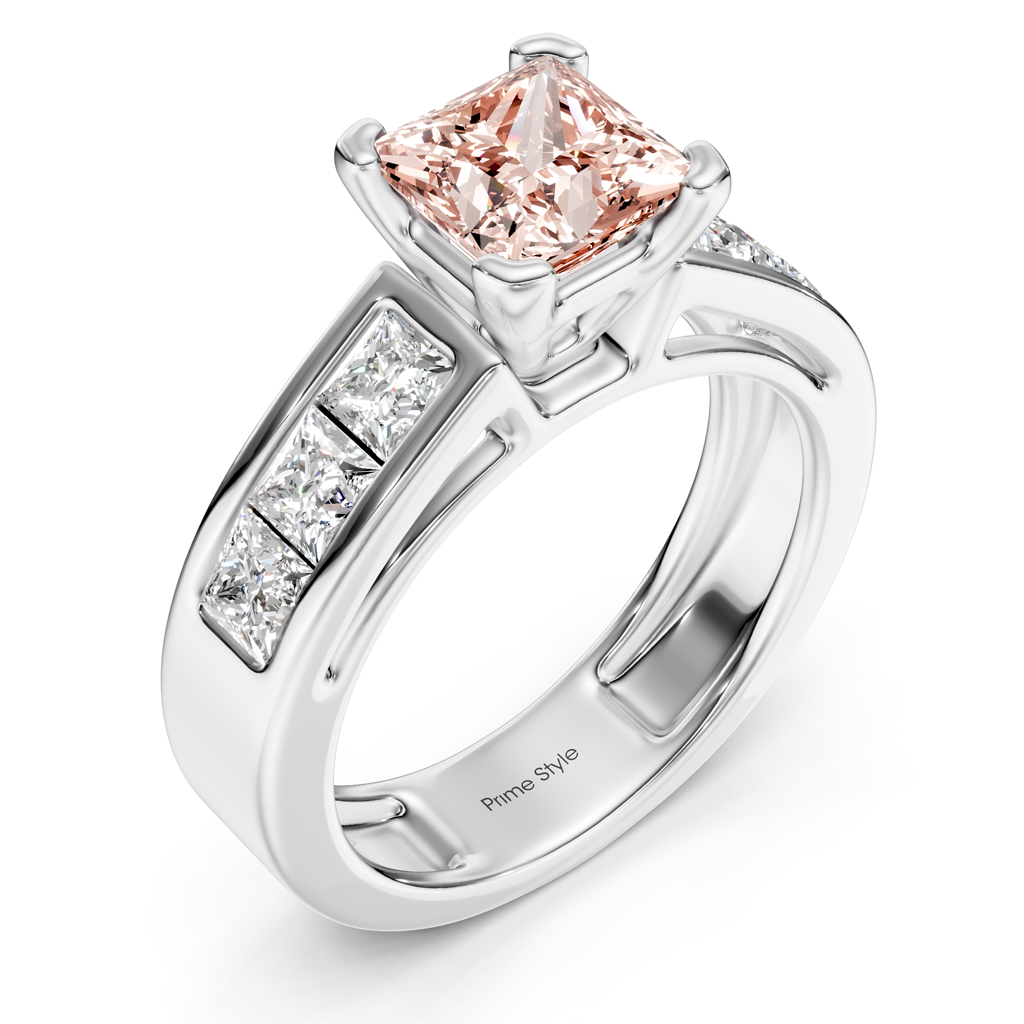 2.05-5.05 CT Princess Cut Fancy Pink Diamonds - Engagement Ring