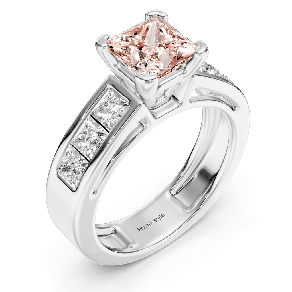 2.05 - 5.05 CT Princess Cut Fancy Pink Diamonds - Engagement Ring - Primestyle.com