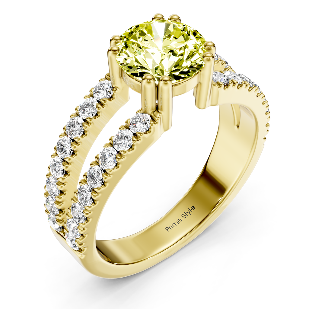 1.70-4.70 CT Round Cut Fancy Yellow Diamonds - Engagement Ring