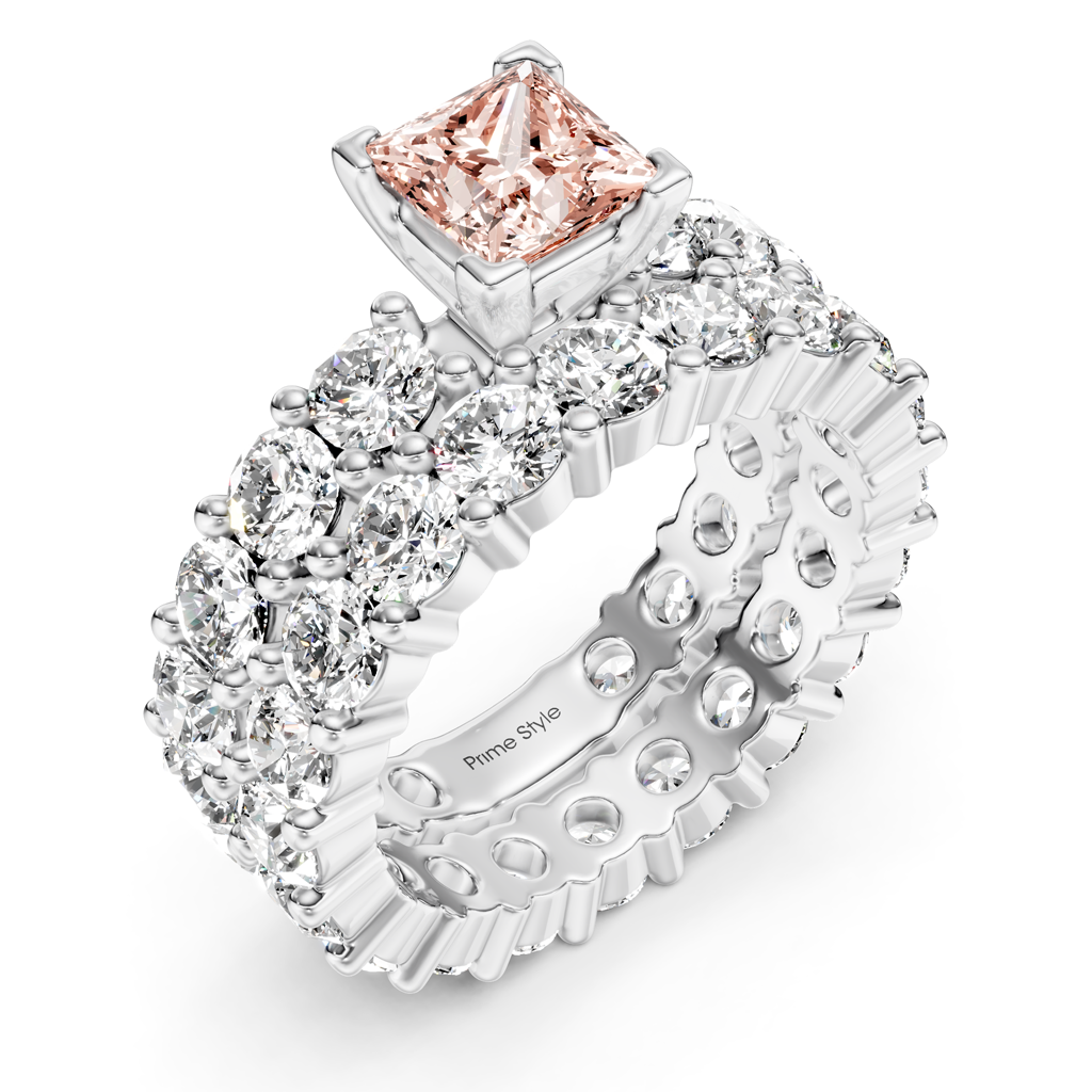 6.30-9.30 CT Princess & Round Cut Fancy Pink Diamonds - Bridal Set