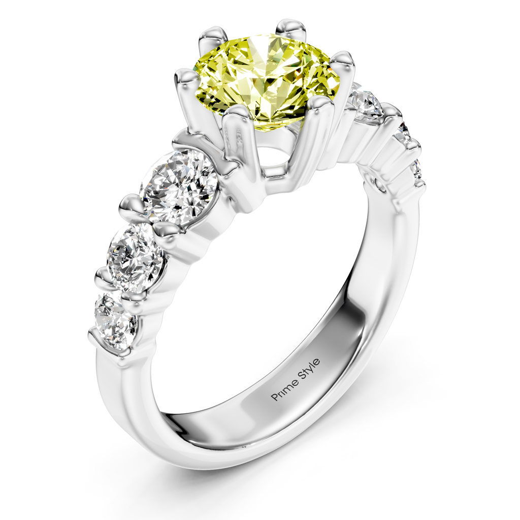 2.05-5.05 CT Round Cut Fancy Yellow Diamonds - Engagement Ring
