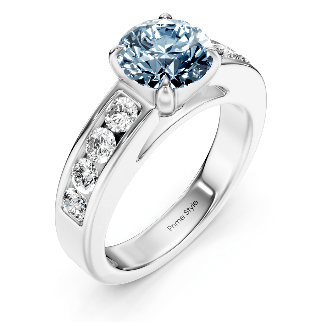 1.45 - 4.45 CT Round Cut Fancy Blue Diamonds - Engagement Ring - Primestyle.com