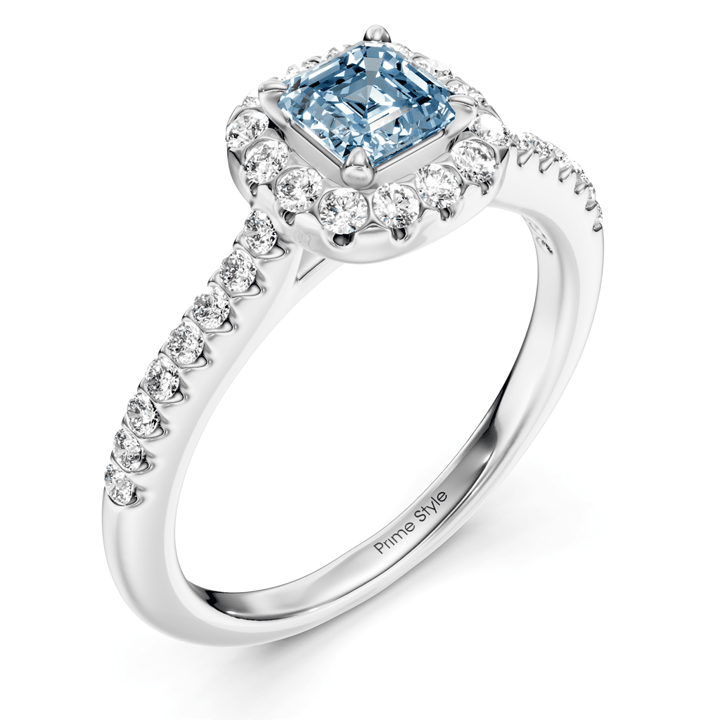 1.35 - 4.35 CT Ascher & Round Cut Fancy Blue Diamonds - Engagement Ring - Primestyle.com