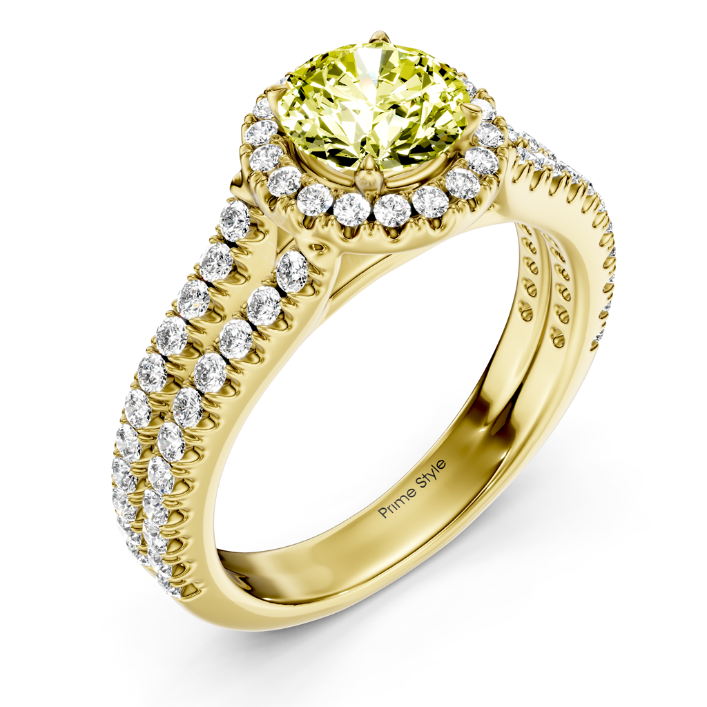 1.60-4.60 CT Round Cut Fancy Yellow Diamonds - Engagement Ring