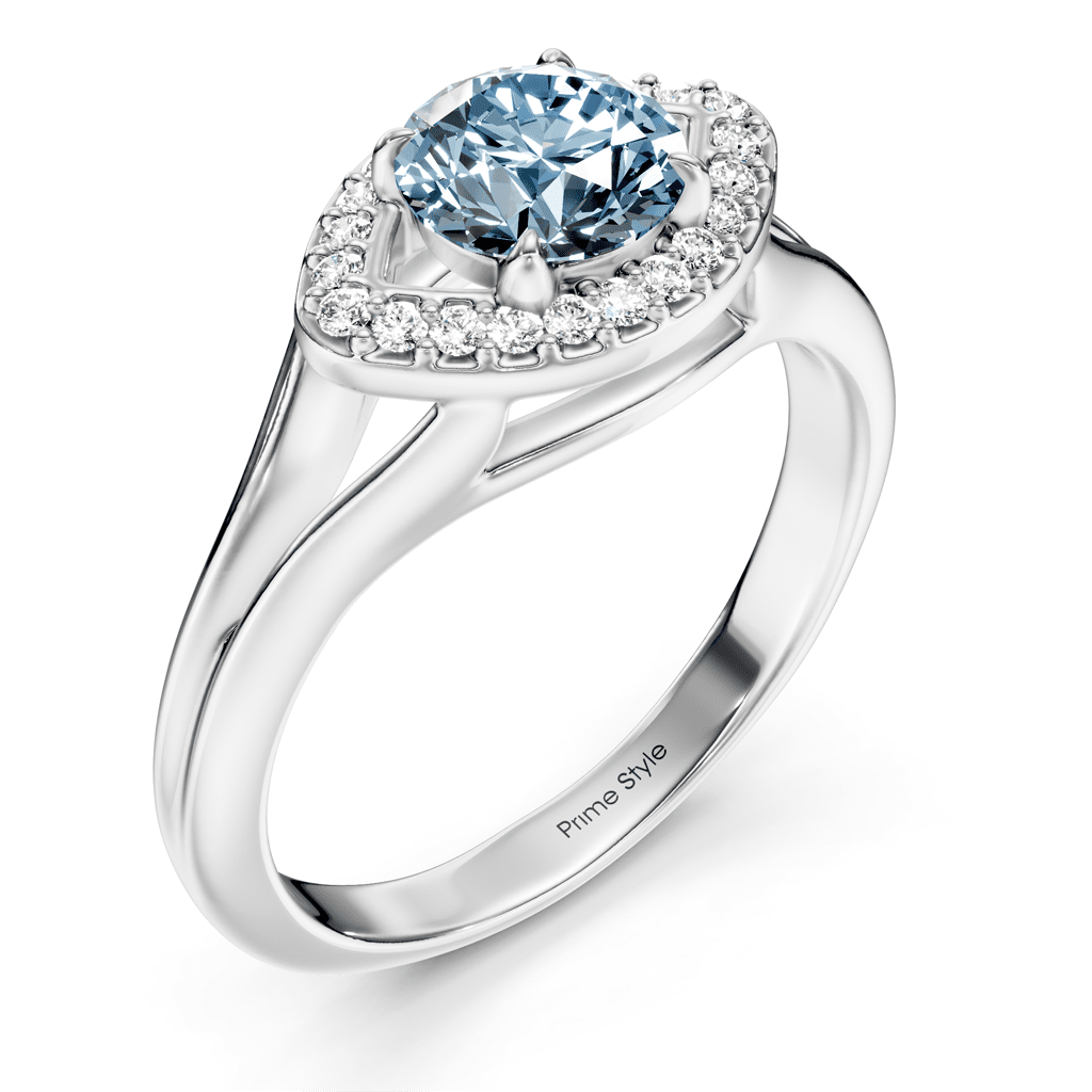 1.10 - 4.10 CT Round Cut Fancy Blue Diamonds - Engagement Ring - Primestyle.com