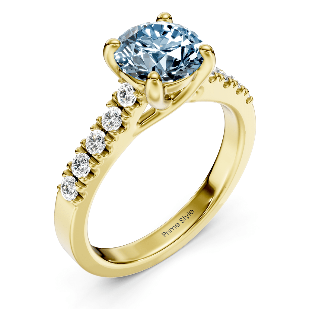 1.25 - 4.25 CT Round Cut Fancy Blue Diamonds - Engagement Ring - Primestyle.com
