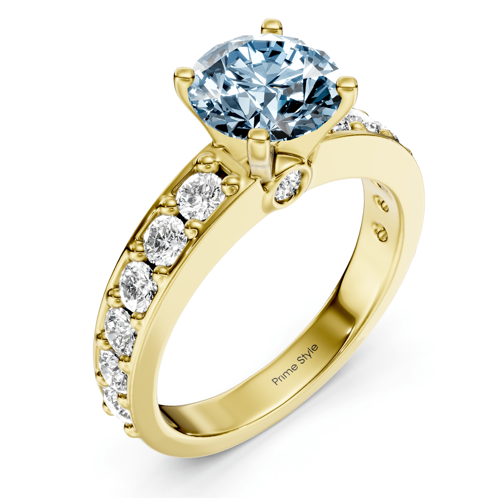 1.80-4.80 CT Round Cut Fancy Blue Diamonds - Engagement Ring