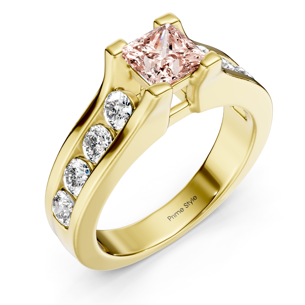 1.80-4.80 CT Princess & Round Cut Fancy Pink Diamonds - Engagement Ring