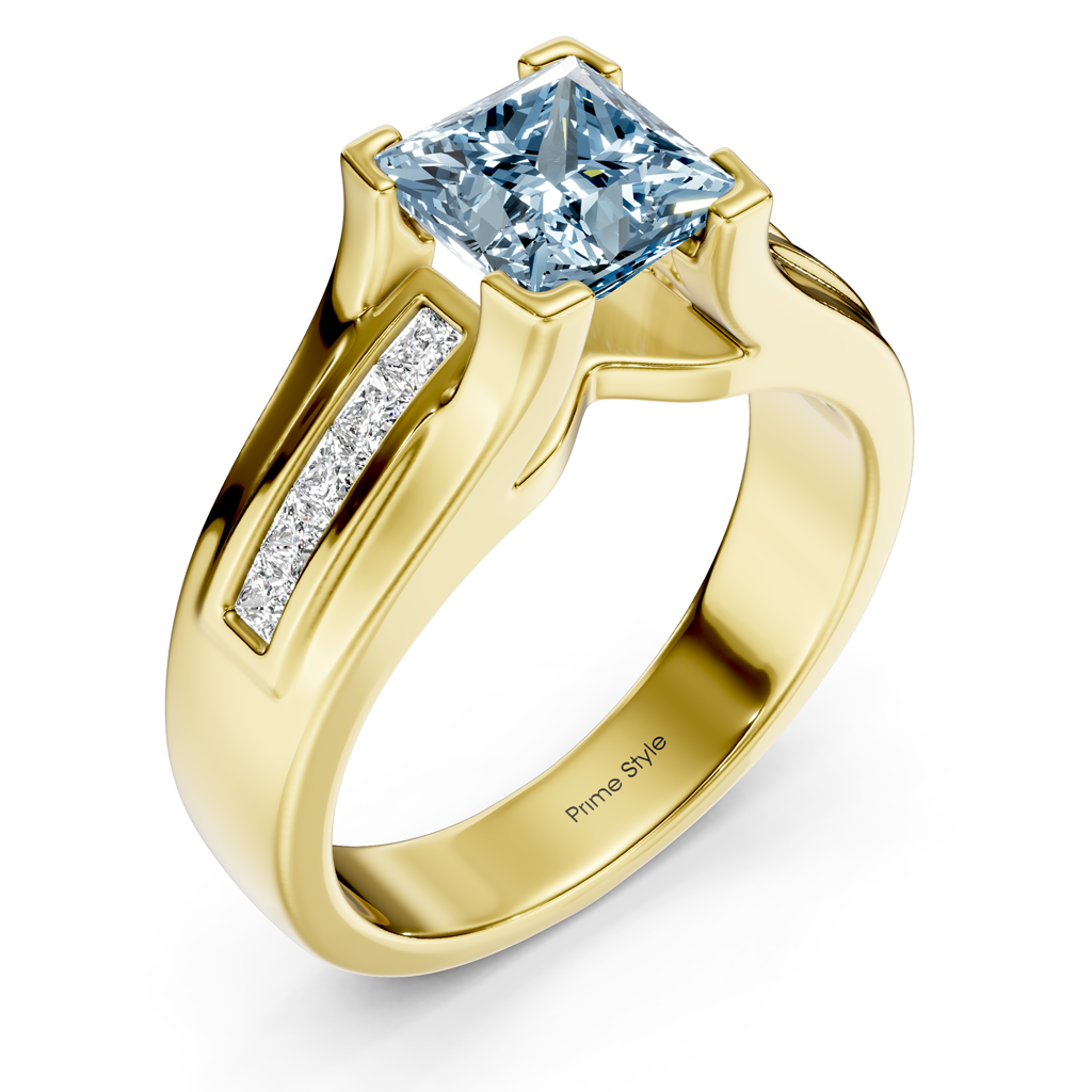 1.35-4.35 CT Princess Cut Fancy Blue Diamonds - Engagement Ring