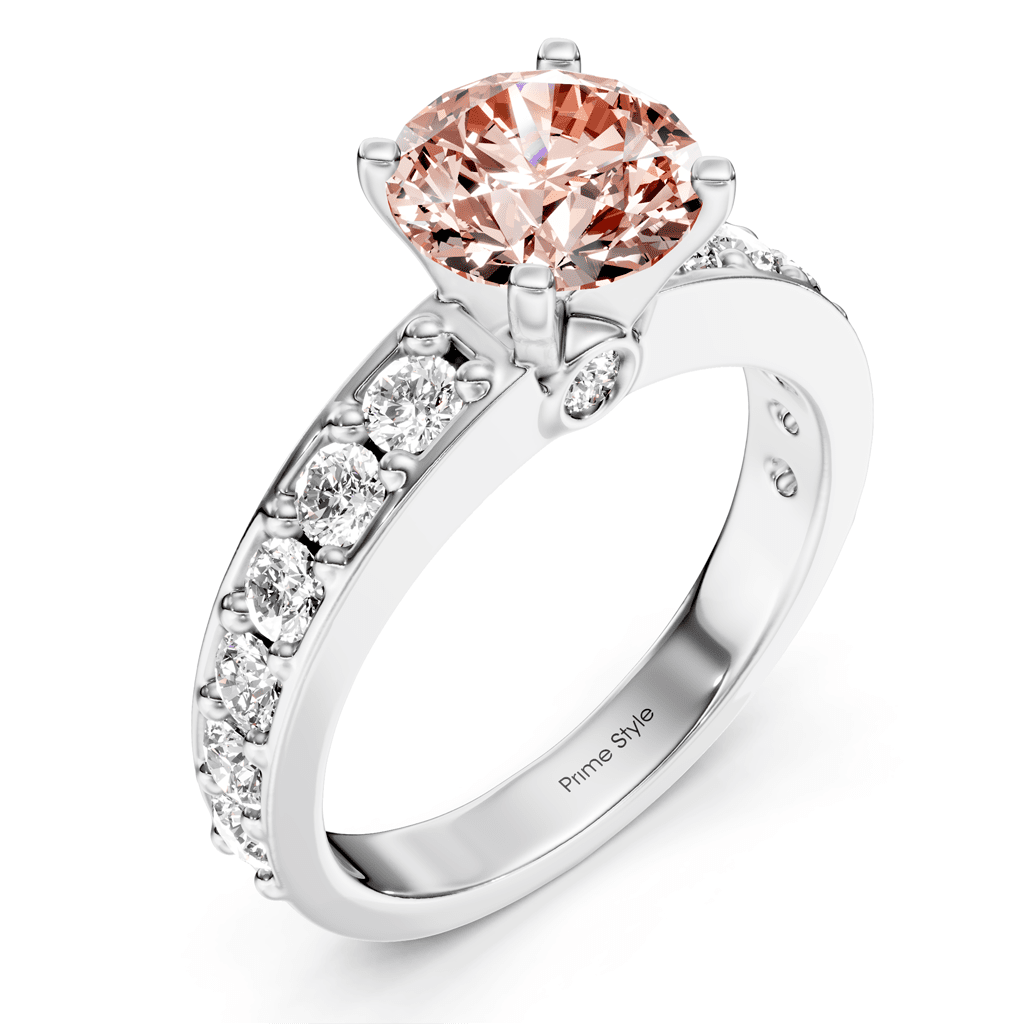 1.80 - 4.80 CT Round Cut Fancy Pink Diamonds - Engagement Ring - Primestyle.com