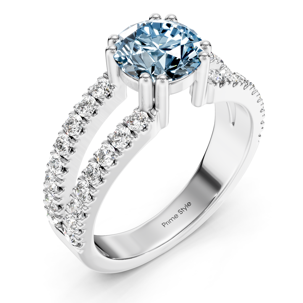 1.70-4.70 CT Round Cut Fancy Blue Diamonds - Engagement Ring