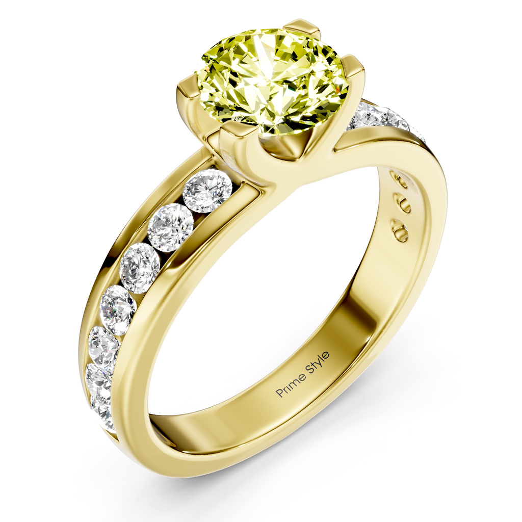 1.60-4.60 CT Round Cut Fancy Yellow Diamonds - Engagement Ring