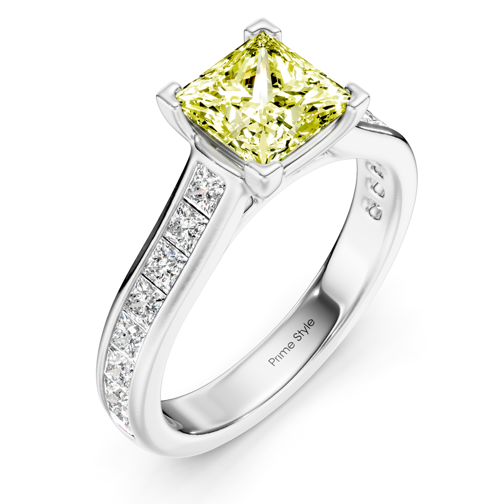 1.80-4.80 CT Princess Cut Fancy Yellow Diamonds - Engagement Ring