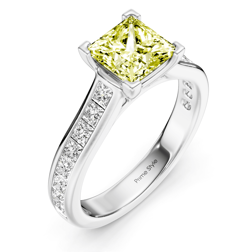 1.80-4.80 CT Princess Cut Fancy Yellow Diamonds - Engagement Ring