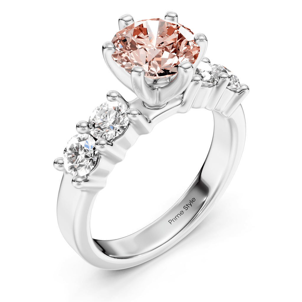 1.60 - 4.60 CT Round Cut Fancy Pink Diamonds - Engagement Ring - Primestyle.com