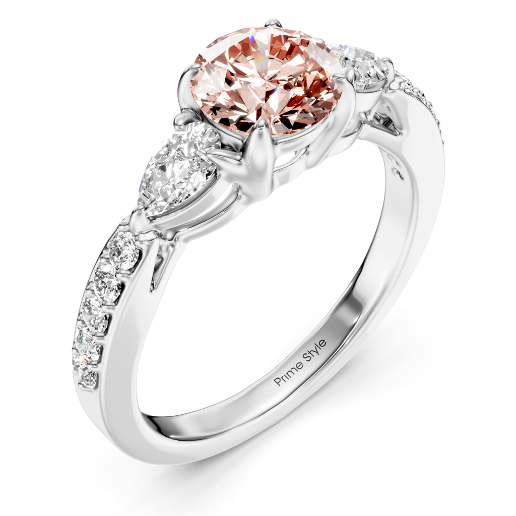 1.50-4.50 CT Pear & Round Cut Fancy Pink Diamonds - Engagement Ring